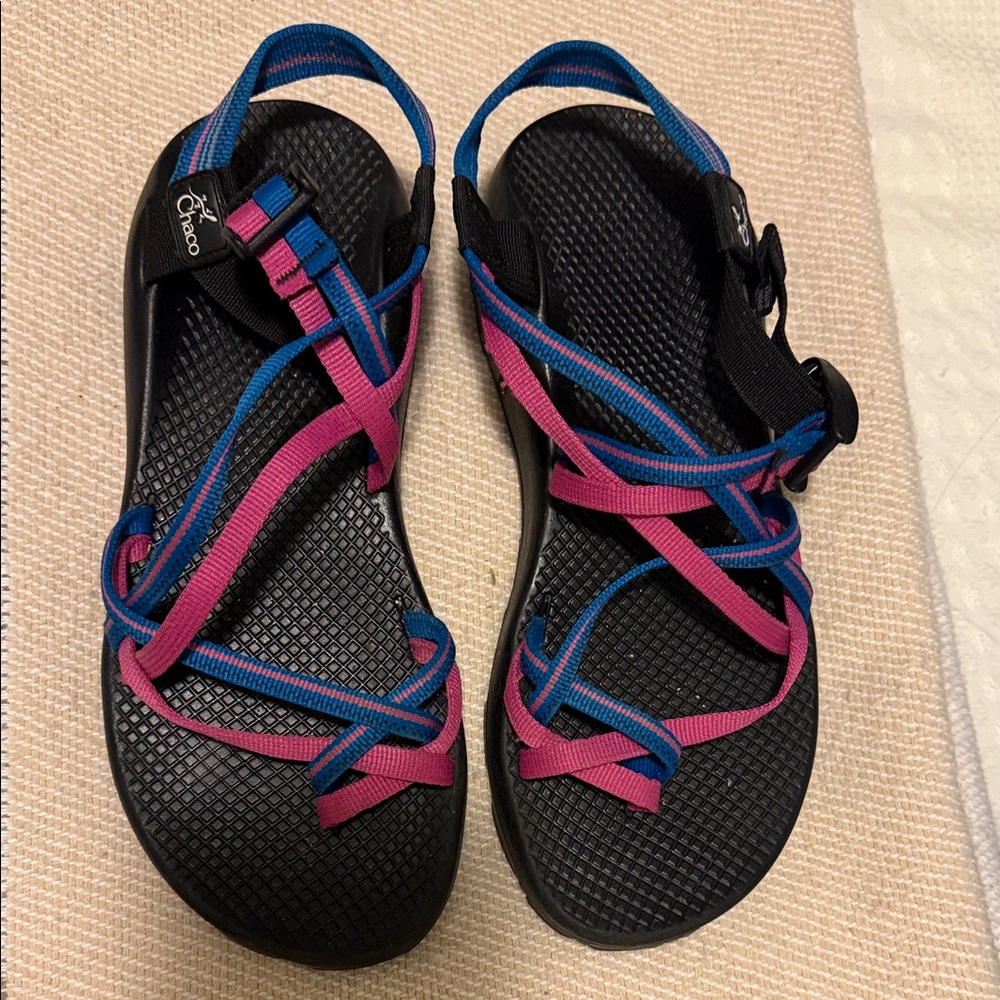 Chaco Women's Sandals - Black with Pink and Blue Straps